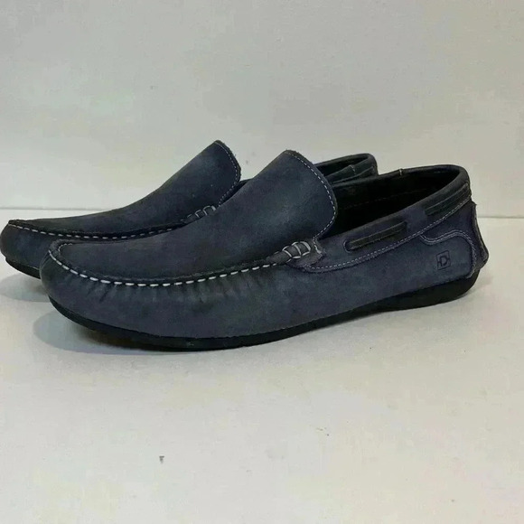 Di Pollini Chic Suede Blue Moccasins for Men Authentic Size 12 Loafers Casual - Picture 6 of 10